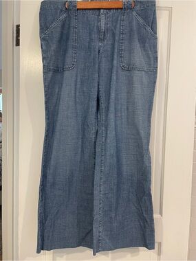 Vintage Banana Republic Light Blue Wide-Leg Denim Trousers